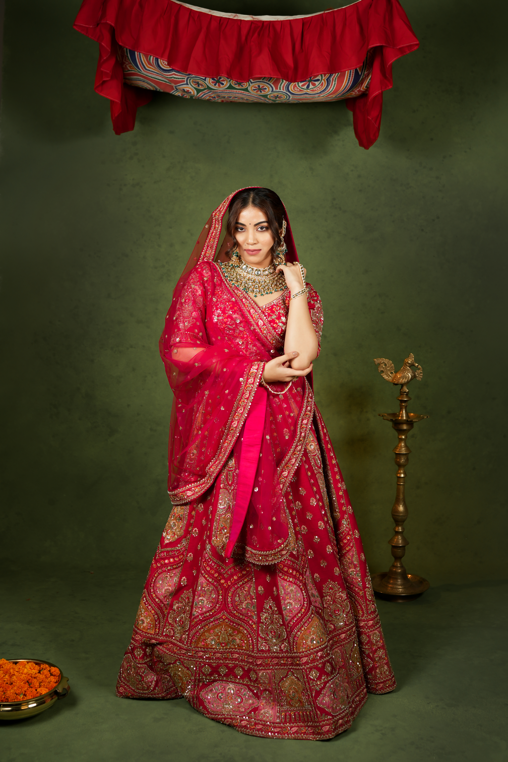 Exquisite Red Bridal Lehenga Choli with Intricate Embroidery