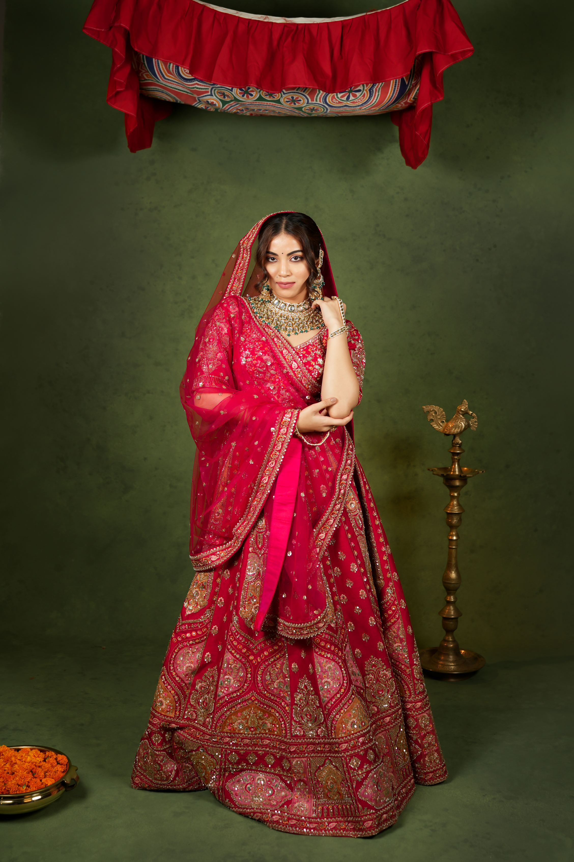 Exquisite Red Bridal Lehenga Choli with Intricate Embroidery