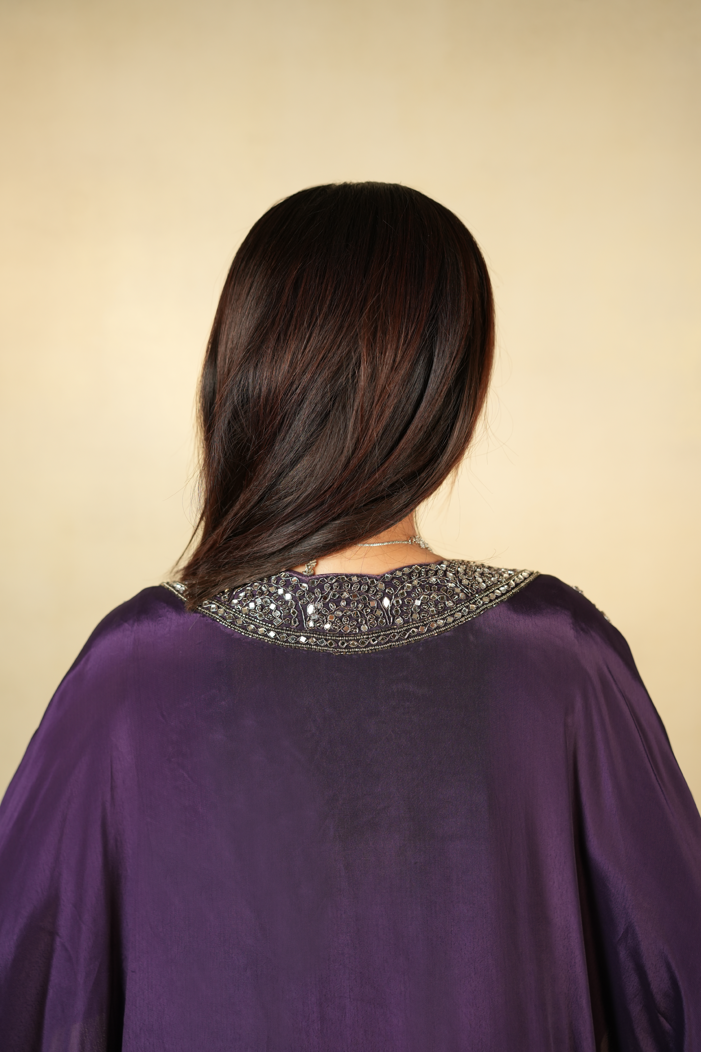 Exquisite Deep Purple Cape Saree Ensemble
