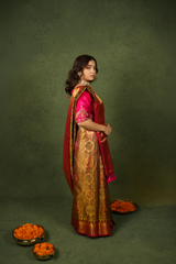 Elegant Golden Kanjivaram Silk Saree