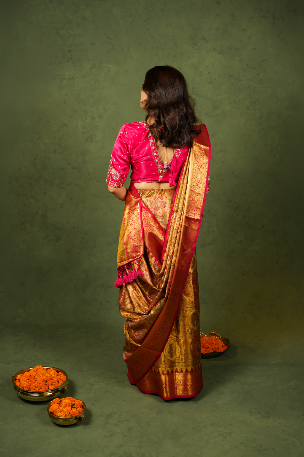 Elegant Golden Kanjivaram Silk Saree