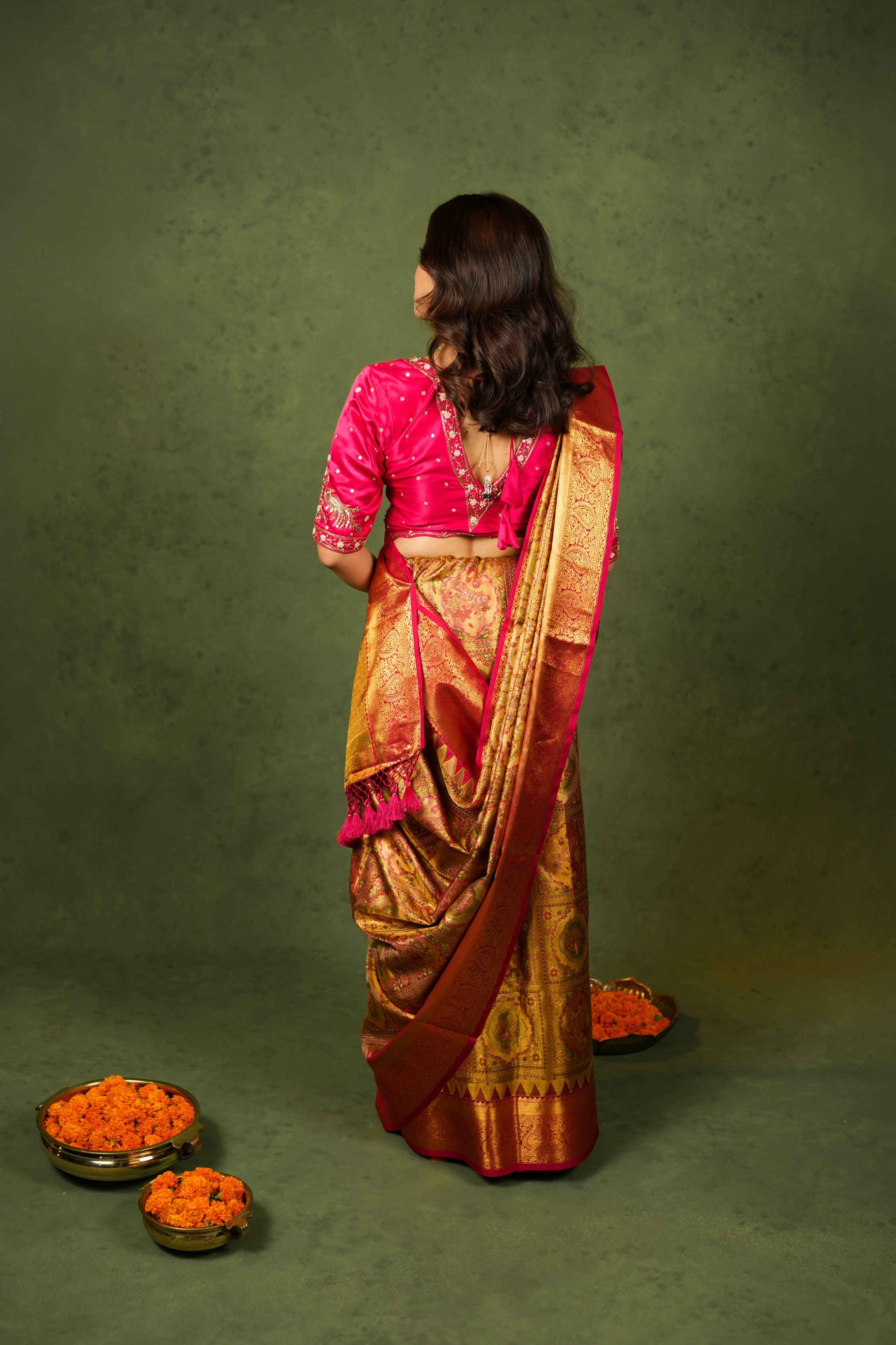 Elegant Golden Kanjivaram Silk Saree
