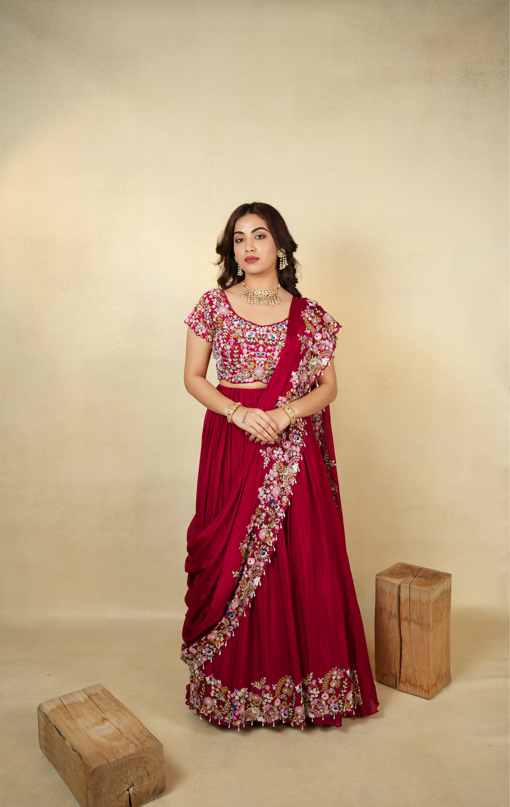 Radiant Red Embroidered Lehenga Choli