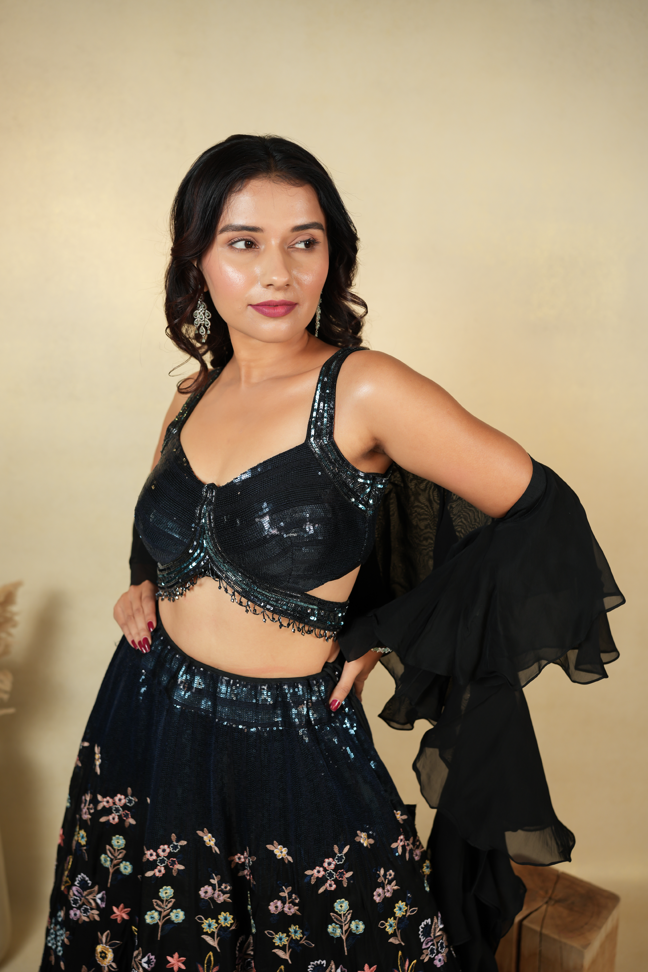 Enchanting Black Sequin Embroidered Lehenga Choli