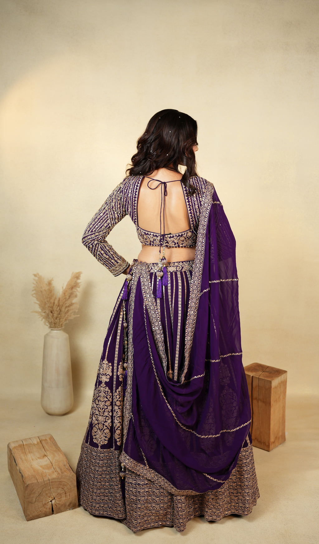 Elegant Purple Embroidered Lehenga Choli Set