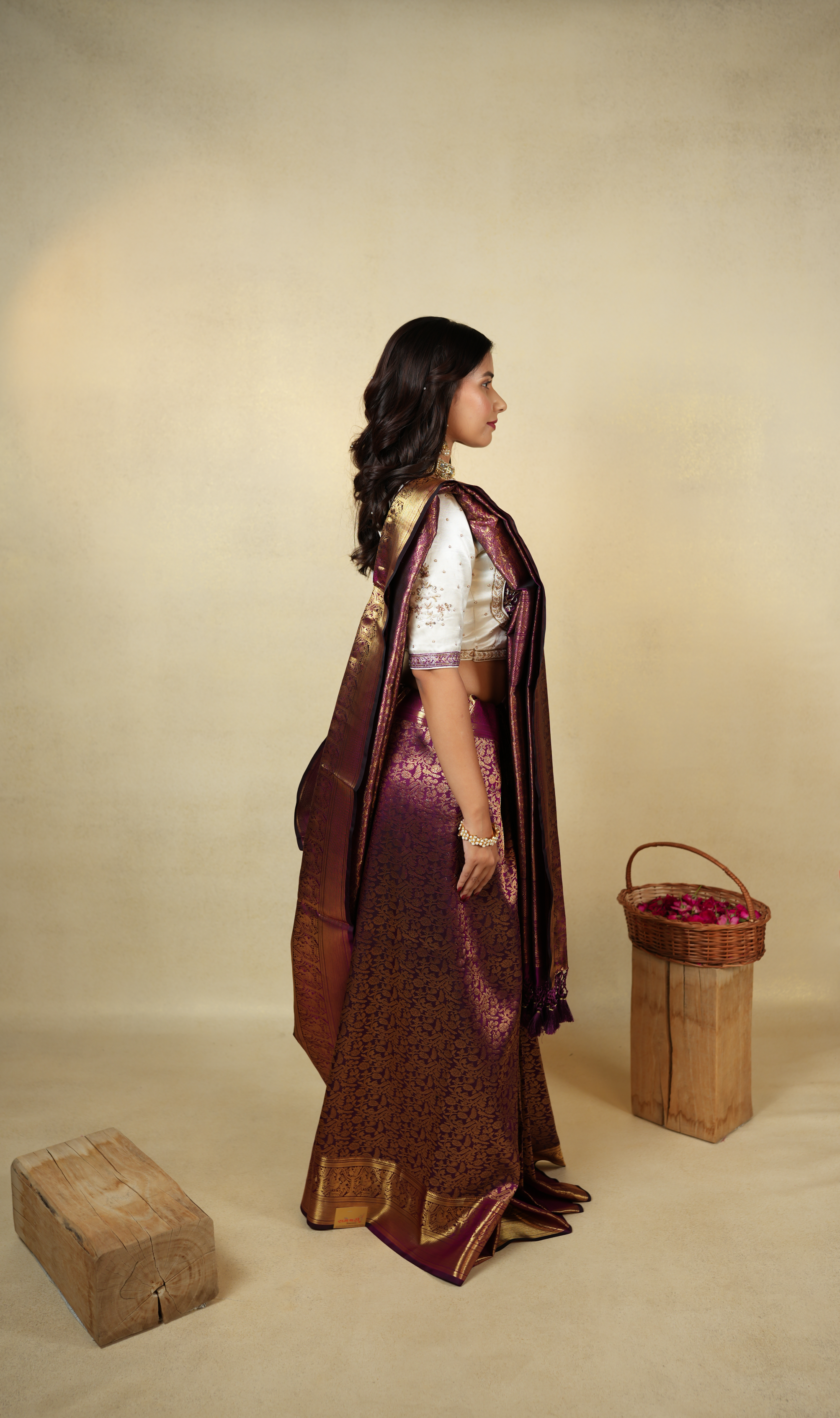 Elegant Purple and Gold Banarasi Silk Saree