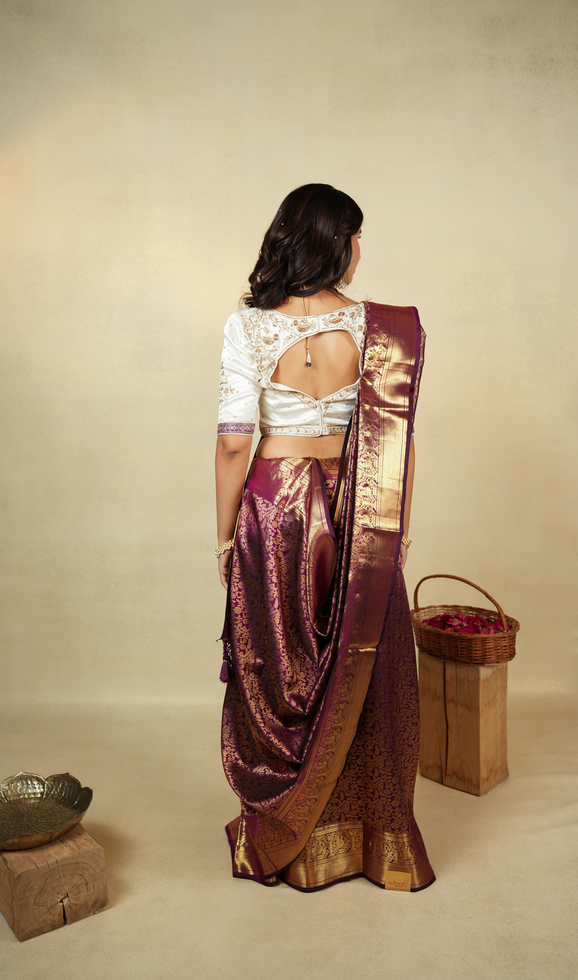 Elegant Purple and Gold Banarasi Silk Saree