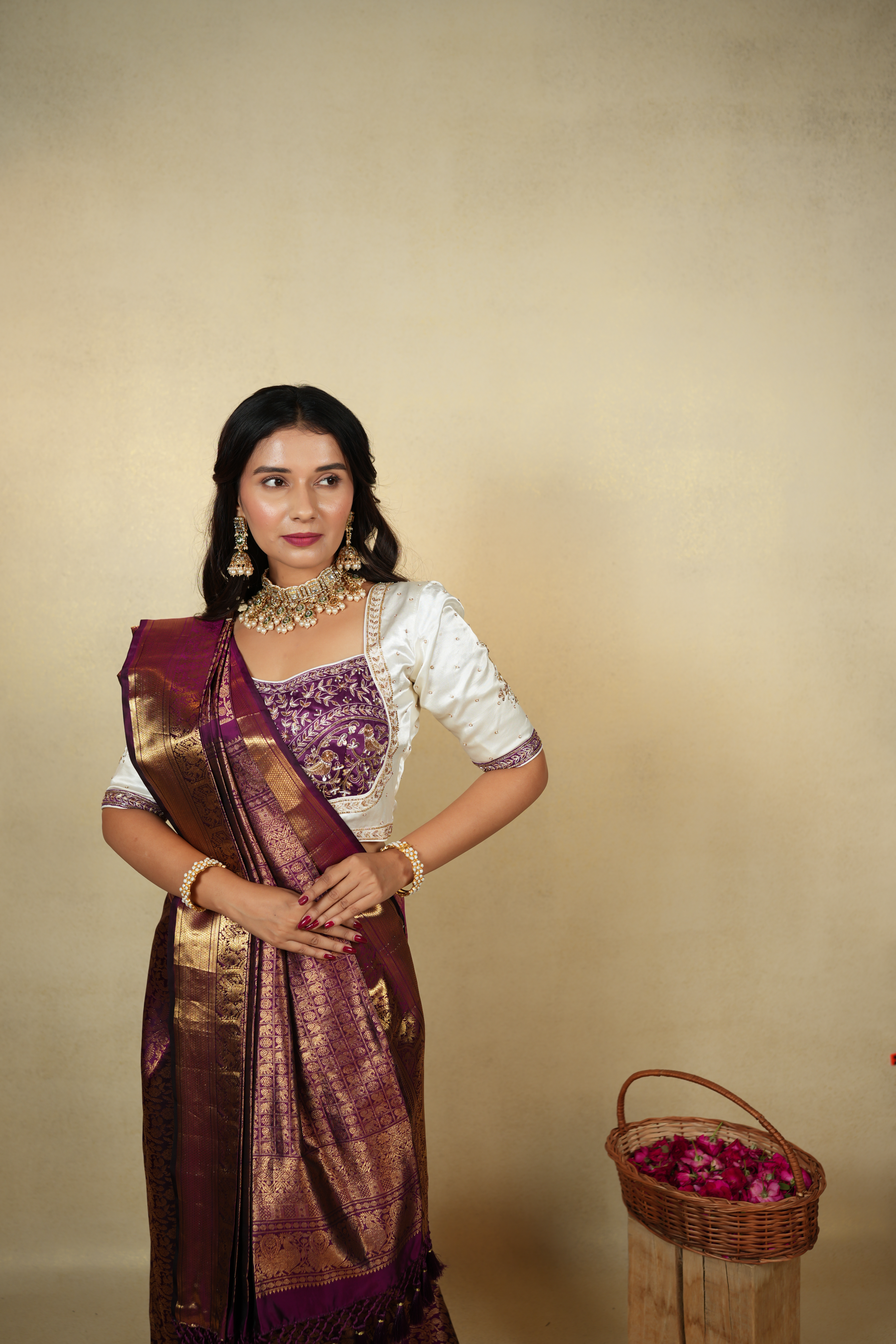 Elegant Purple and Gold Banarasi Silk Saree