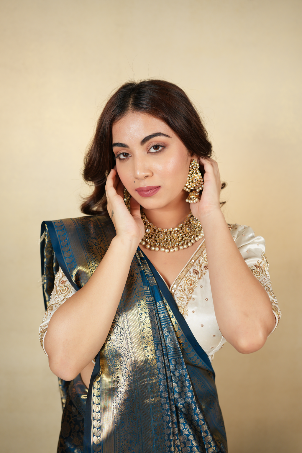 Elegant Teal Blue and Gold Banarasi Silk Saree