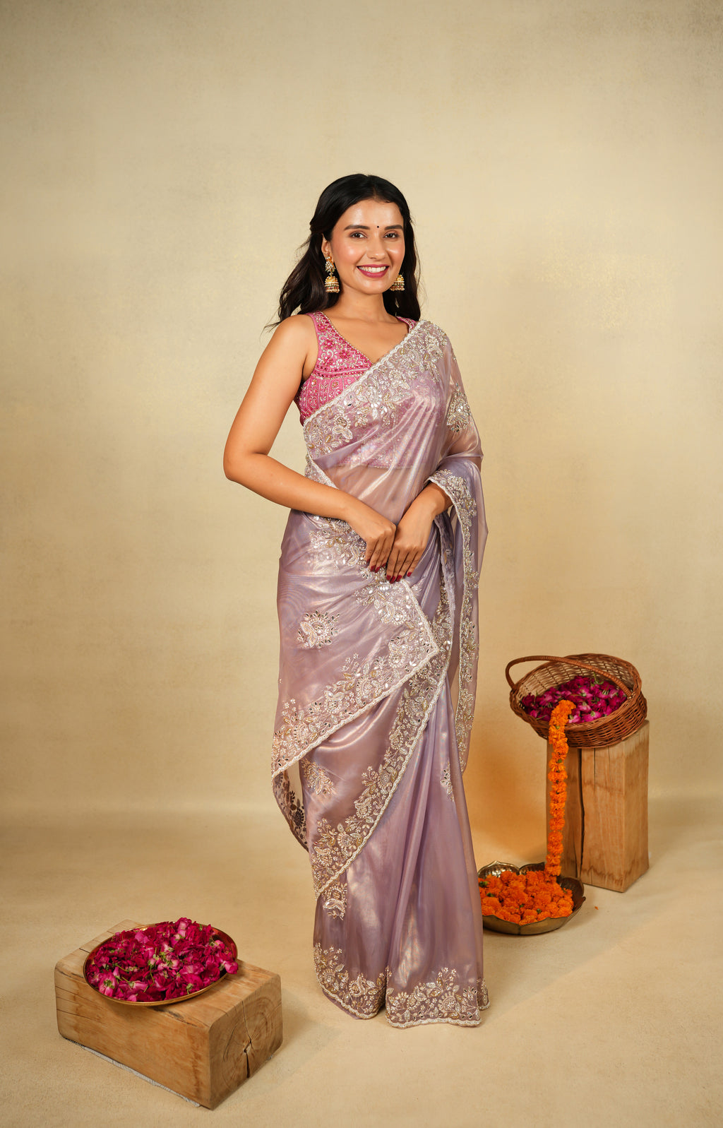 Exquisite Lavender Silk Saree