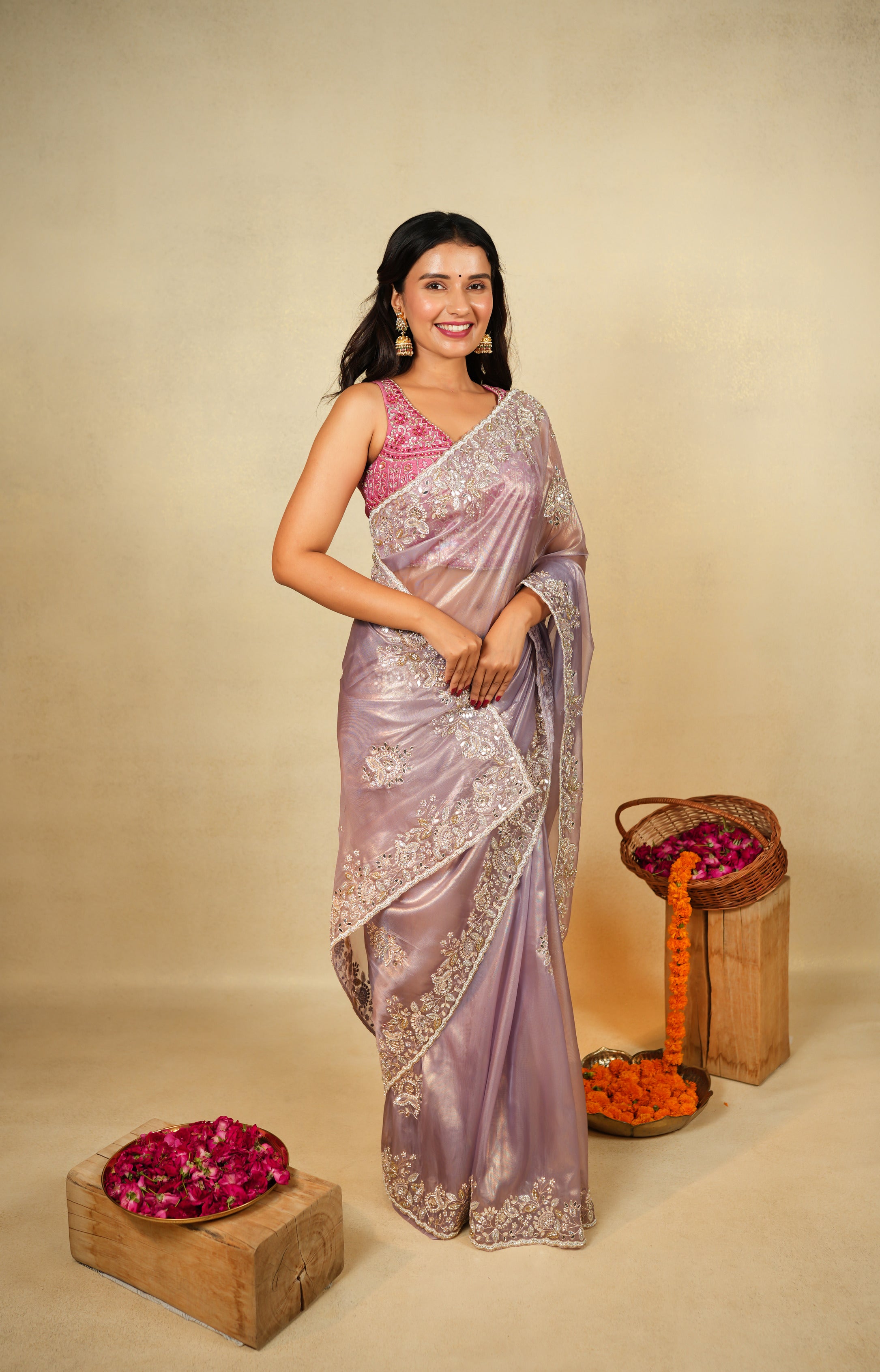 Exquisite Lavender Silk Saree