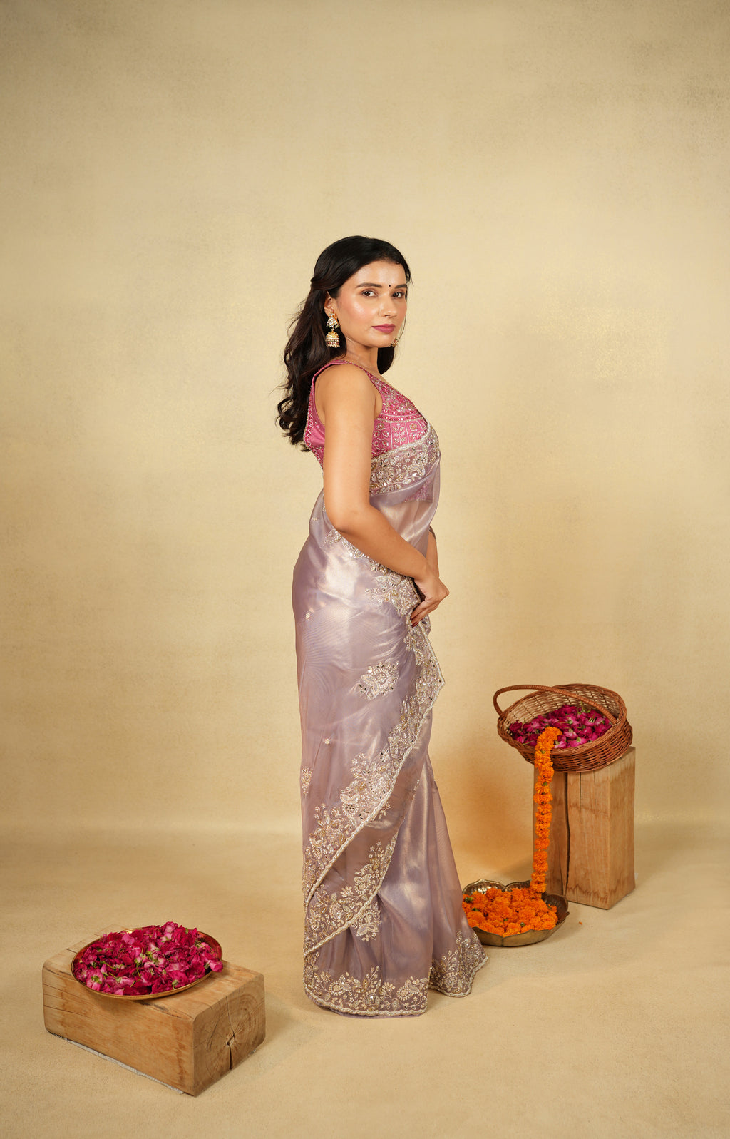 Exquisite Lavender Silk Saree