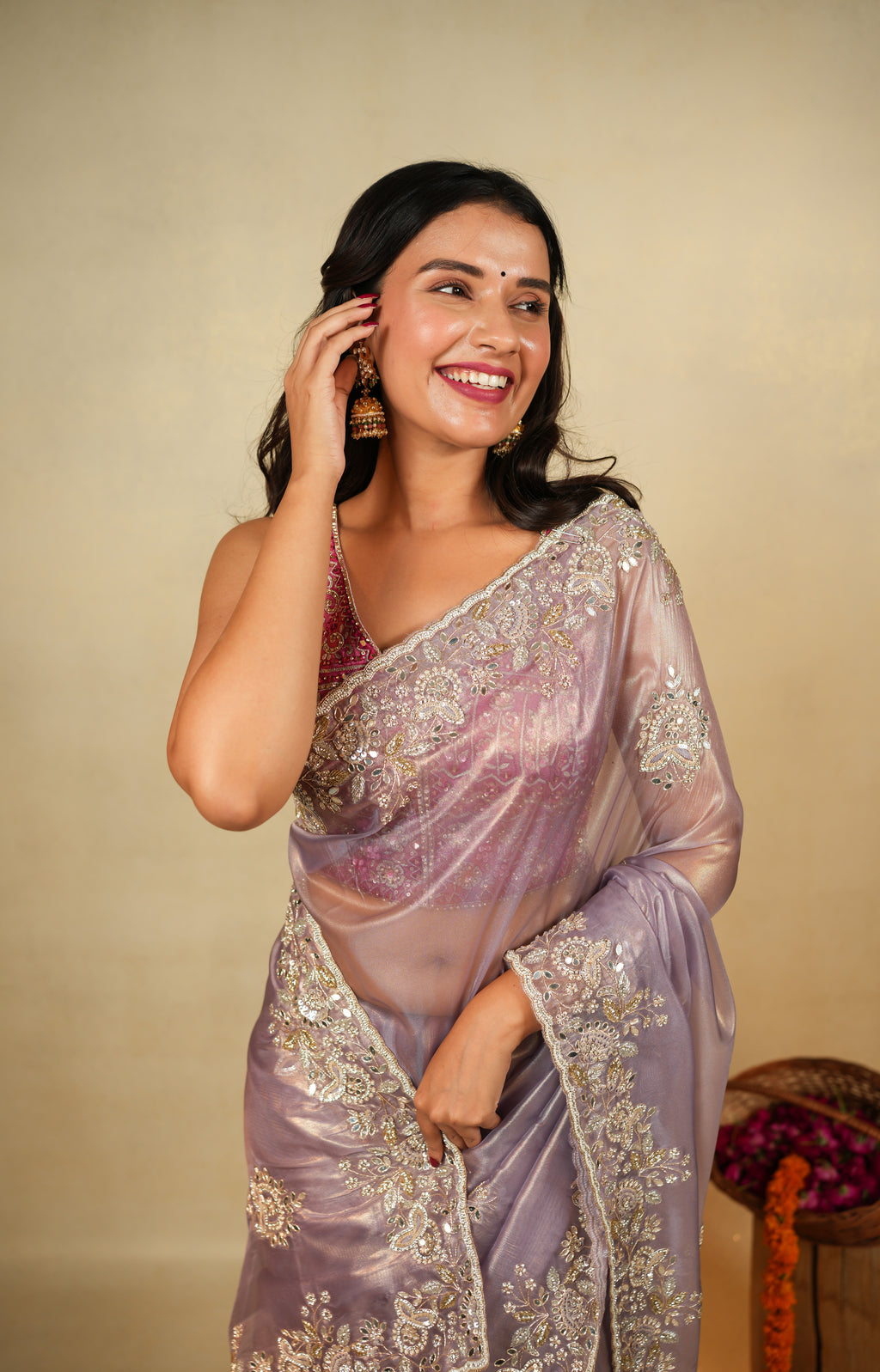 Exquisite Lavender Silk Saree